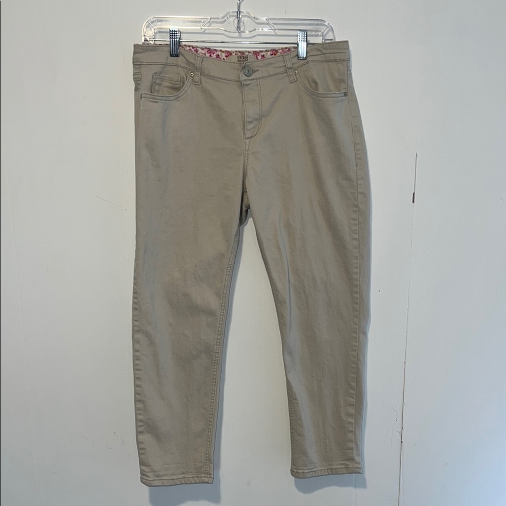 Vintage America Blues Tan Boyfriend Pants Missy Regular Button Zipper T13*